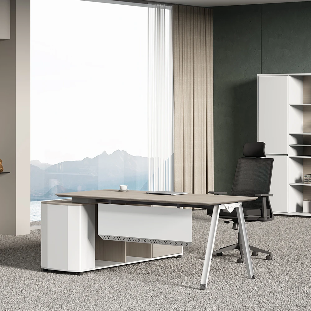 Китайский поставщик OEM индивидуальный современный роскошный стиль L-образный деревянный офисный стол для руководителя