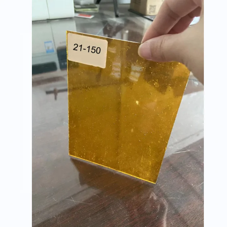Amber Color Transparent Stained Glass Sheet 3MM Art Glass For Window Door Decoration