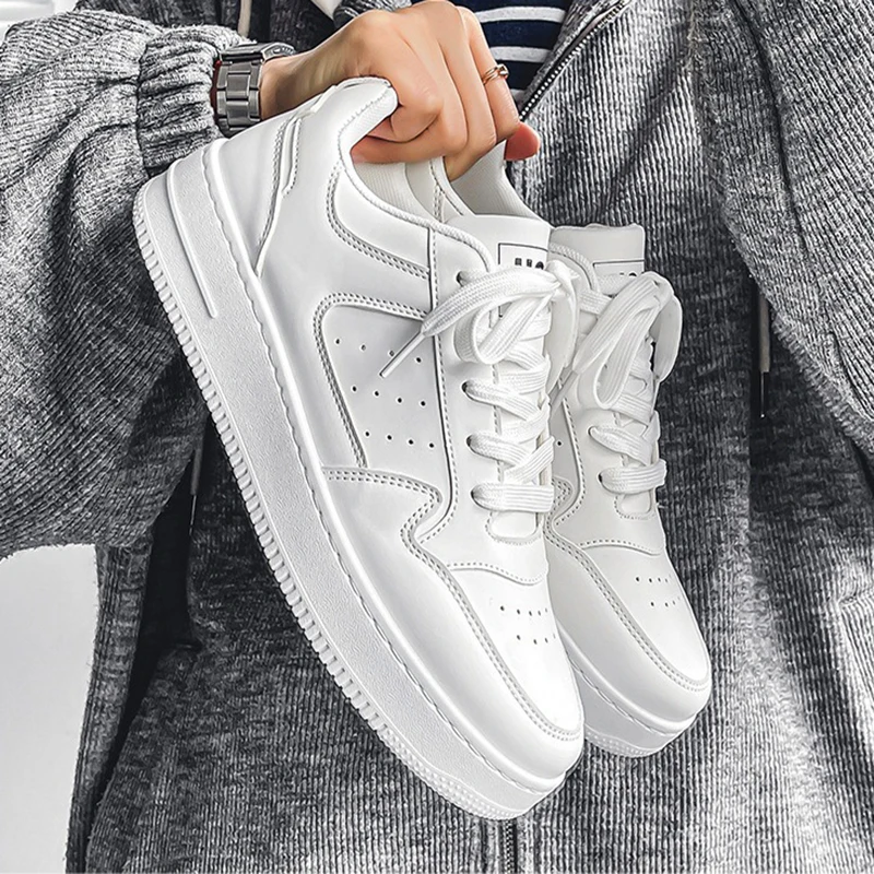 Stylish Low Top Casual Sneakers Outdoor Fitness Lace Up Trainers White Sports Running Custom Logo Men Skateboarding Shoes