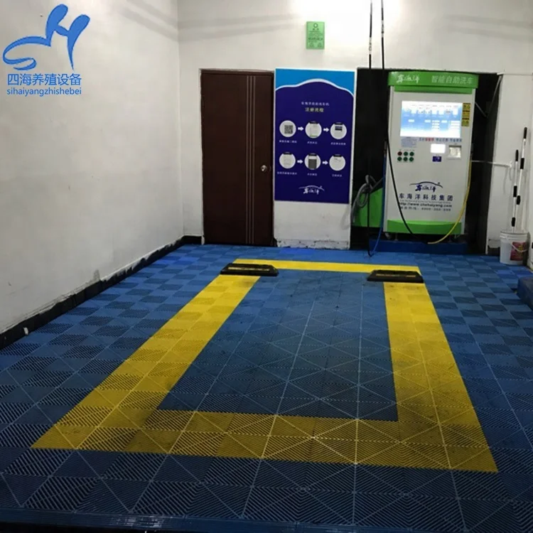 High tensile strength portable plastic garage flooring tiles modular anti slip PP floor mat drain grate for car wash room shop