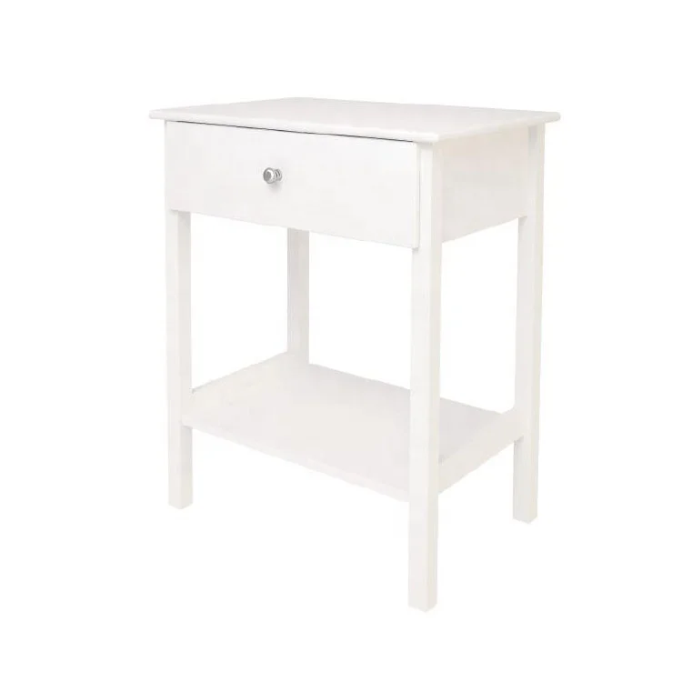 Modern minimalist style white wooden furniture bedroom bedside table with drawer divider