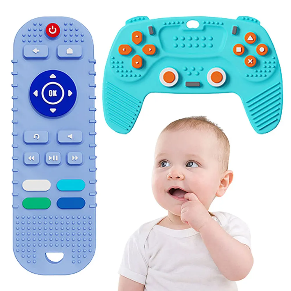 Hot Sale Kids TV Remote Control Toys Baby Teether Silicone Game Handle Baby Teething Toy Soft Toy Unisex Silicone Pacifier