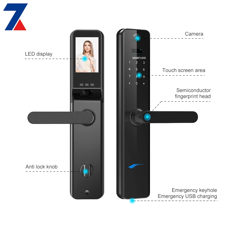 Factory Manufacturer Wifi Touch electric card TT lock fingerprint keyboard double sided tuya smart door lock