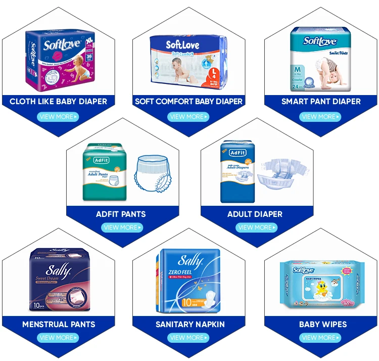 Softlove S60 Platinum Breathable Customized Elastic Waistband Disposable Diaper Baby