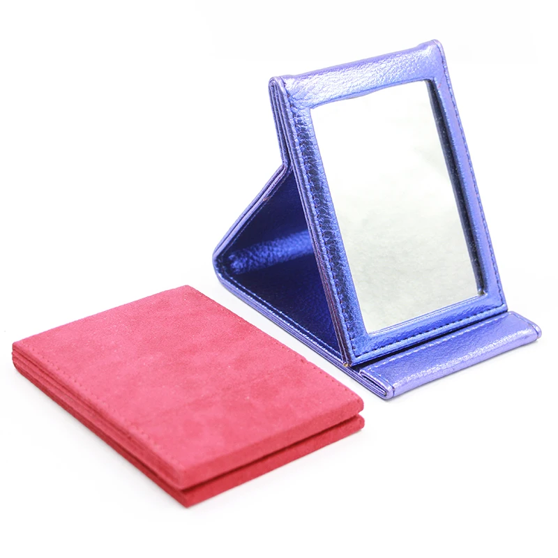 New Recommend high quality wholesale Leather mirror holder Fold Makeup Mirror Modern style Mirror holster