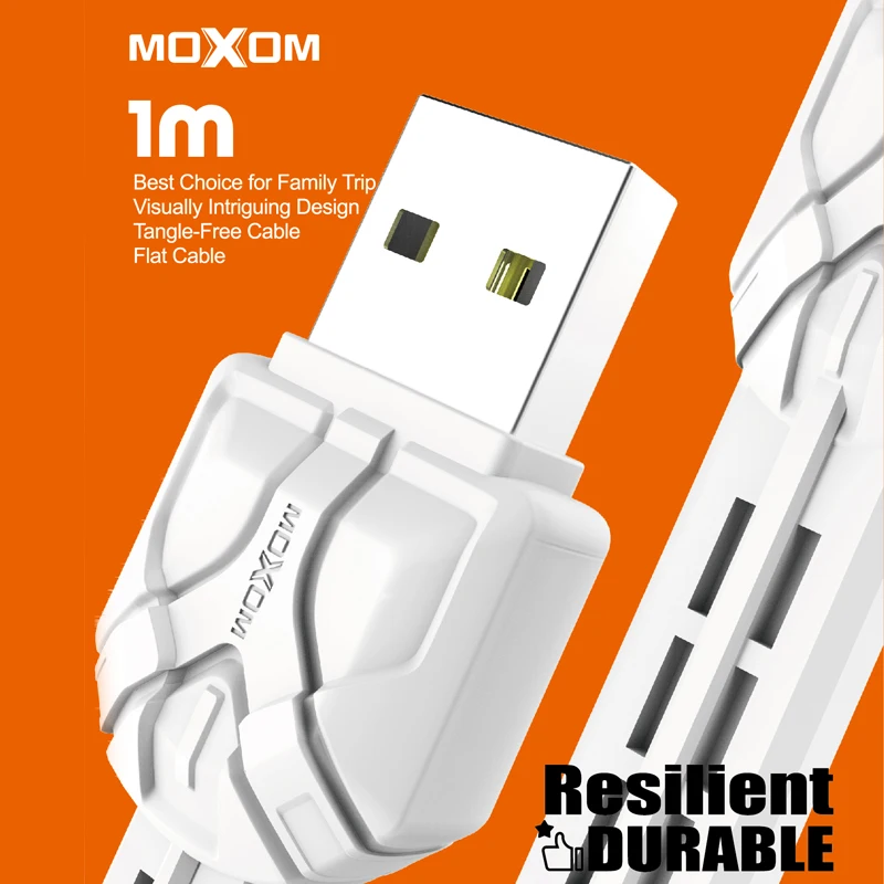 MOXOM Mobile Phone Flat Data Sync Quick Charge USB Charging Cable For iPhone X 8 7 iPad