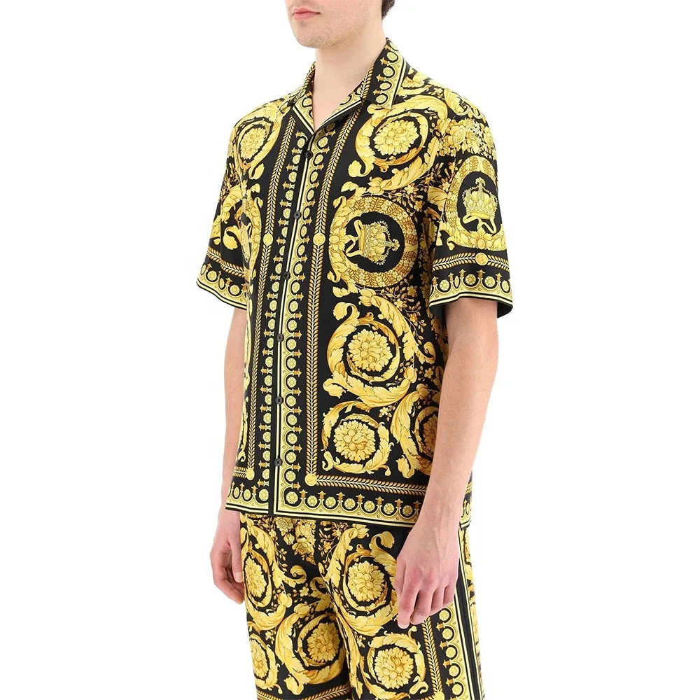 KY New Men Street Wear Men Shorts Set Printed Shorts and Shirt Set for Summer Two Piece Short Set Men