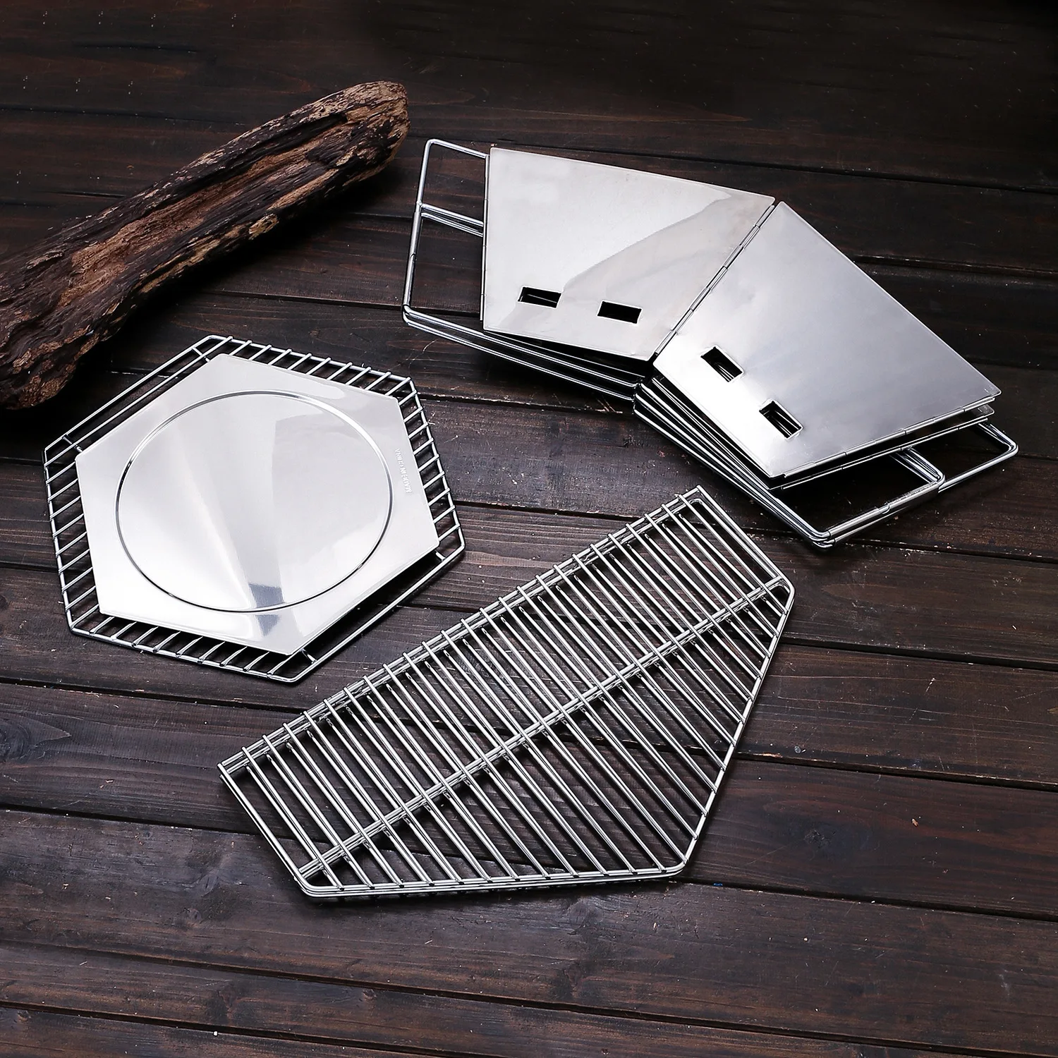 Outdoor Camping Stainless Steel BBQ Wood Stove Folding Portable BBQ Grill Grill Wholesale Camping Stove