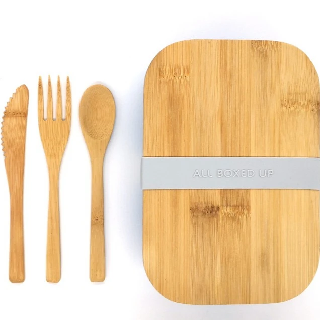 Food safe bamboo lunch box bento lunch case portable lunch box for children+bamboo travel utensil set