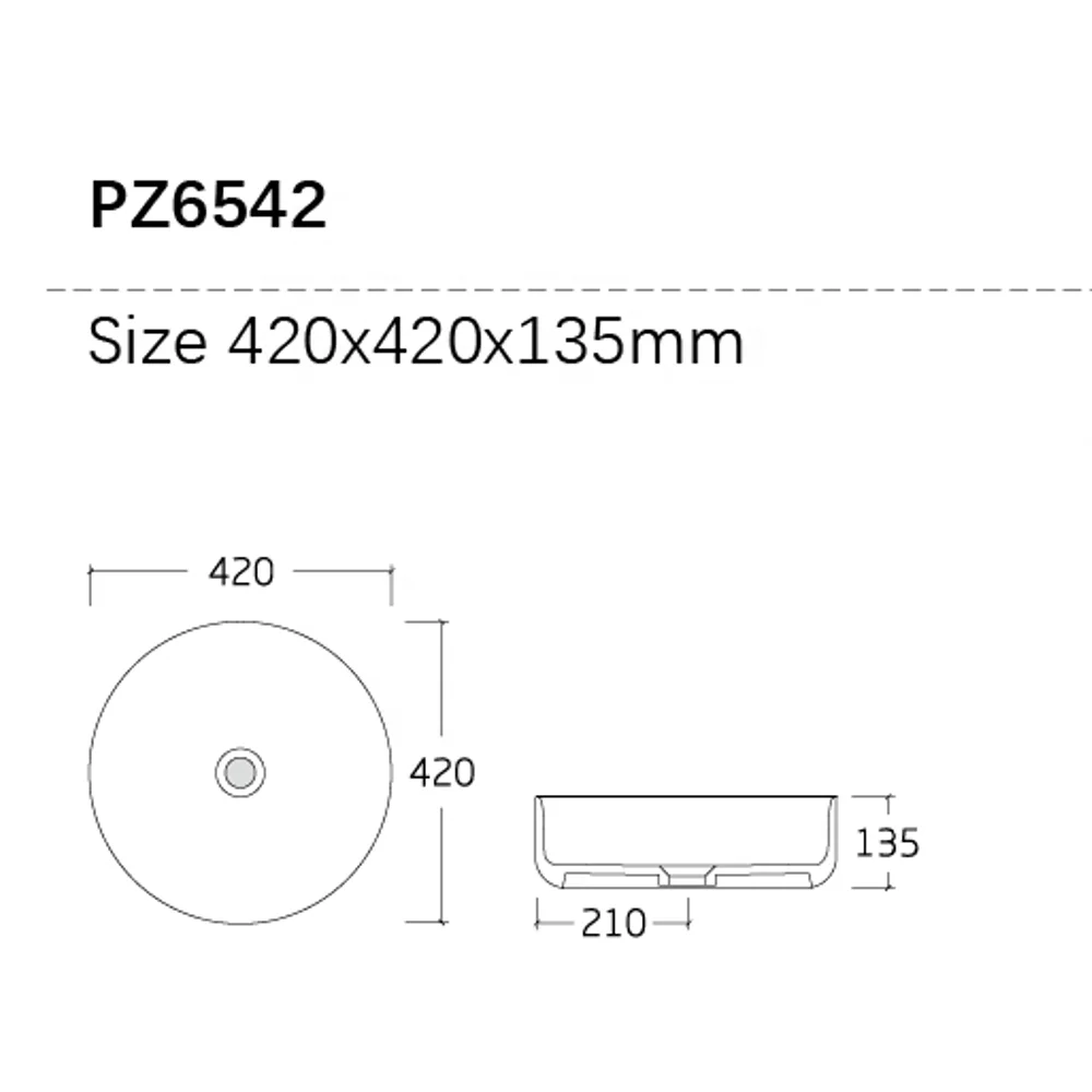 PZ6542-P3 современная мебель для ванной комнаты белый умывальник Круглый с керамическим покрытием