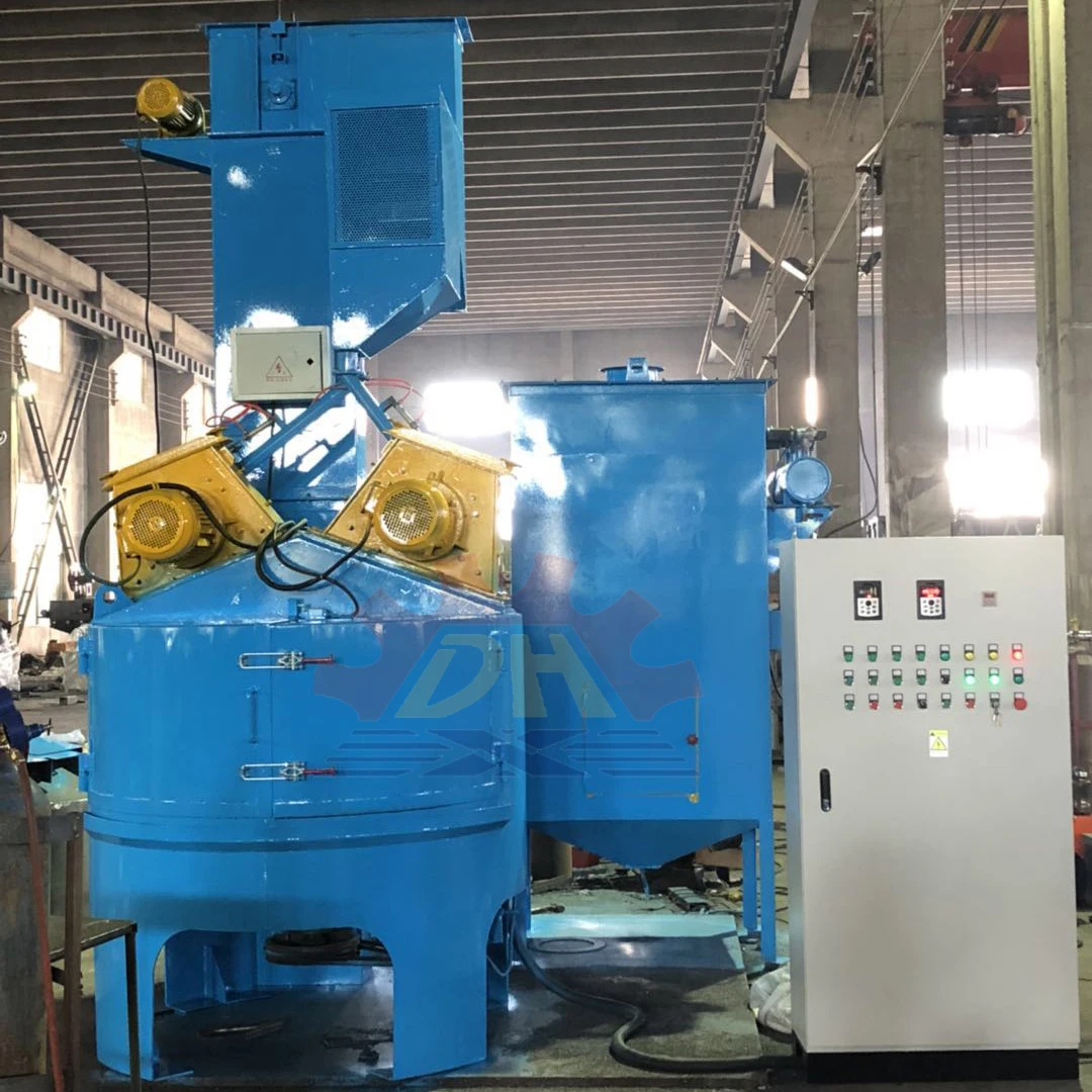Double turntable Rotary Satellite Table Shot Blasting Machine for casting alloy wheel rim hub
