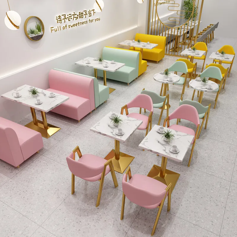 High quality  milk tea shop table chair booth sofa dessert light luxury simple restaurant commercial furniture combination