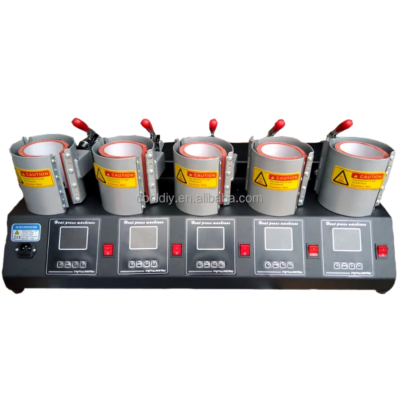 5 in 1 mug press 5 Individual Digital Temp 5 Time Digital mug heat press machine mug heat transfer sublimation printing machine