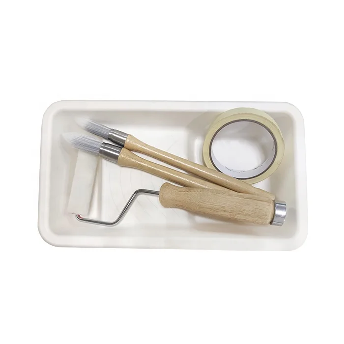 wholesale Interior Paint tools accessories Palette bagasse paper material paint tray set decorative Paint roller brushes