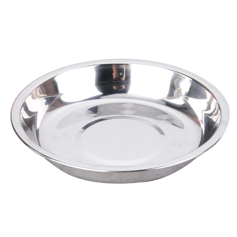 Custom Stainless Steel Dinner Plates For Kitchen Metal Round Food Dish For Storage Vegetables