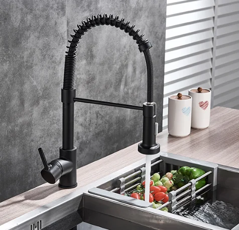 
Holmine Black Brass Kitchen Faucet Deck Mounted Mixer Tap 360 Degree Rotation Kitchen Faucet 
