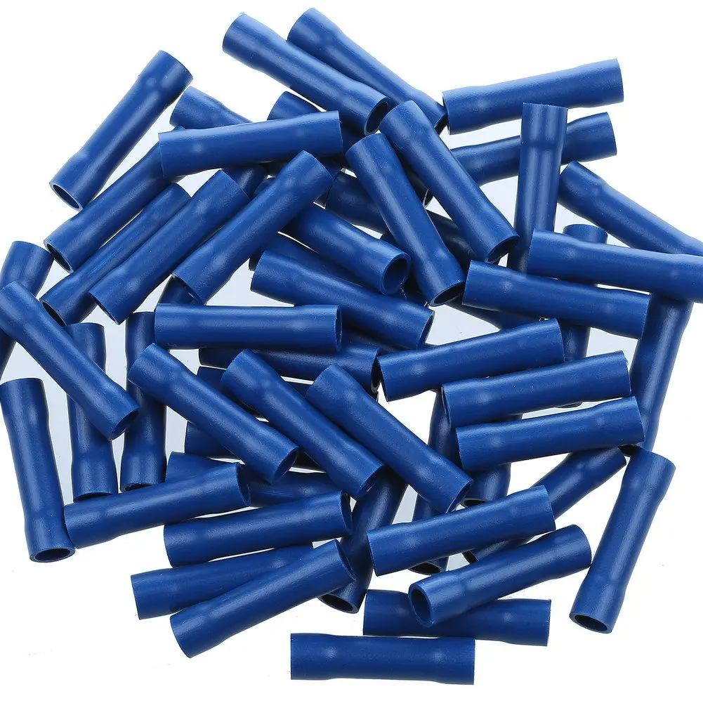 
16-14 gauge cable size 1.5-2.5mm electrical copper tinned seamless vinyl-insulate butt splice connectors terminals 