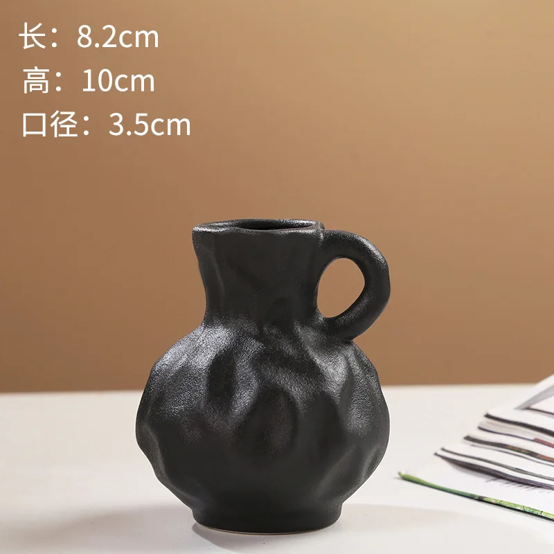 Nordic White Ceramic Vase Set of 3  Mini Porcelain Table Vase Modern Black Flower Vase Home Decor