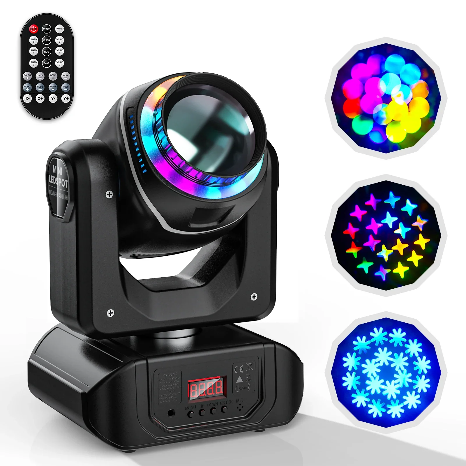 120W Stage Lights Gobo 8 Colors Effect Lighting For Wedding Disco Dj Party Ktv Bar With Remote Control Moving Head Lamp