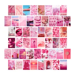 50 SETS Girl Pink Wall Paper Photo Collage Kit Aesthetic 4x6 Picture Room Decor