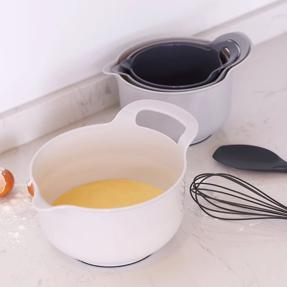 Eco Friendly BPA Free Round Handle Kitchen Plastic Mixing Bowl set of 4