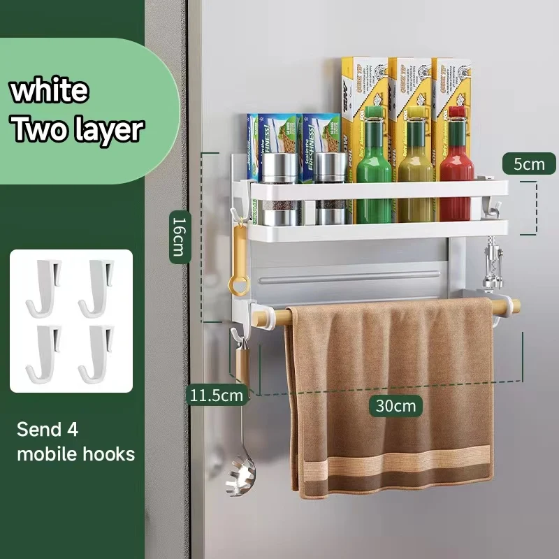 Magnetic refrigerator rack seamless installation punch-free kitchen side storage plastic wrap rack refrigerator rack