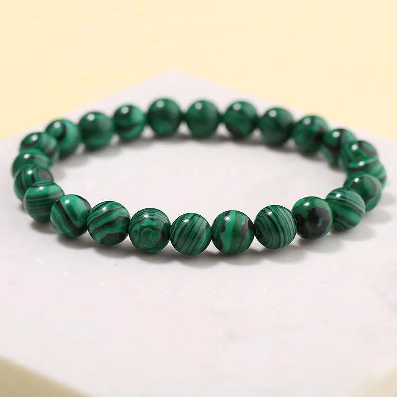 Wholesale 8mm Malachite Loose Beads Bracelet Green Bracelet Fashion Jewelry Gift Single Loop Jewelry Beaded Bracelet