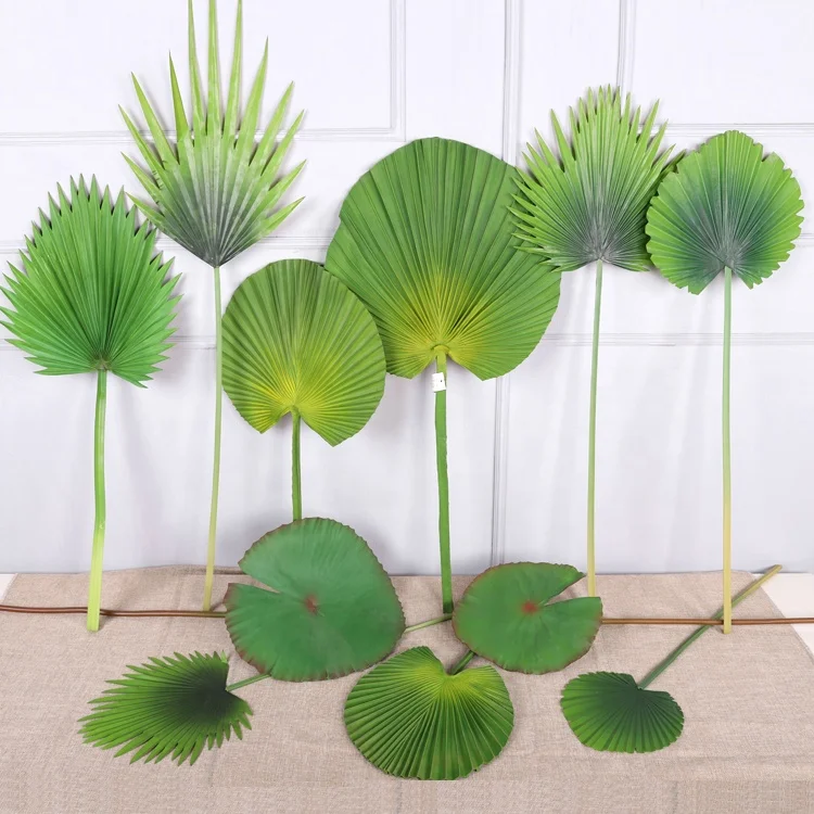 QiHao реальный на ощупь Aglaonema модема монстеллы банановый лист Гавайский искусственный веер Пальма тропическая центелла азиатские