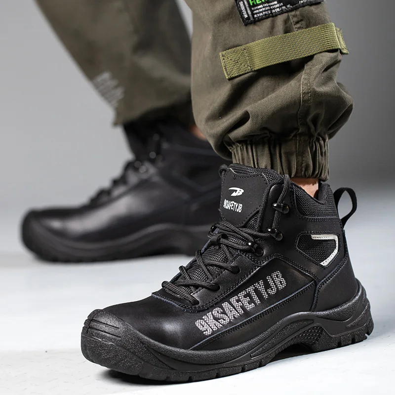Non-slip oil-resistant leather security boots safety steel toe Waterproof dustproof Prevent splashes burns safety boot