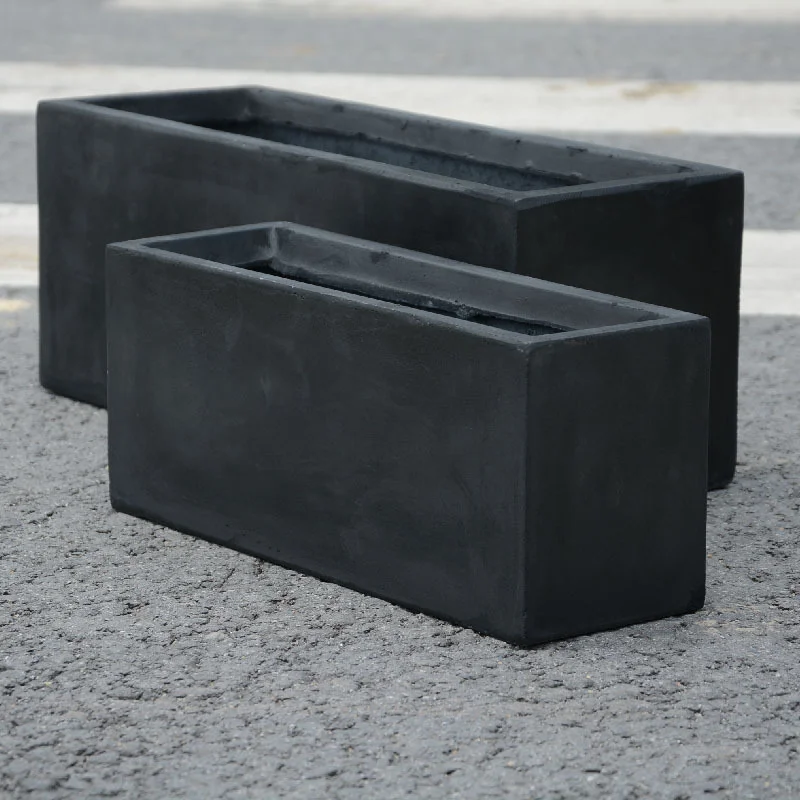 Large Rectangular Outdoor Garden Pots Big Fiberglass Planter Box Metal Propagating Pot for Plants Clay Cement Fiber Clay Cement