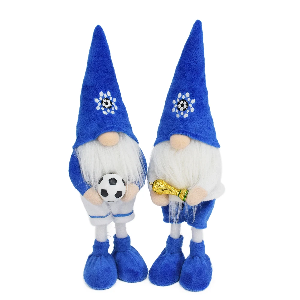 New Blue Gnomes Plush Swedish Tomte Soccer Gnomes Football Sport Gnome Gonk With Champion Trophy