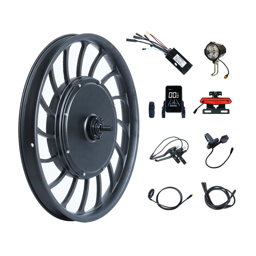 Factory Price 500w 1000w 20inch Ebike Brushless Gearless Hub Motor Wheel Waterproof Electric Bike Kit Ebike Conversion Kit