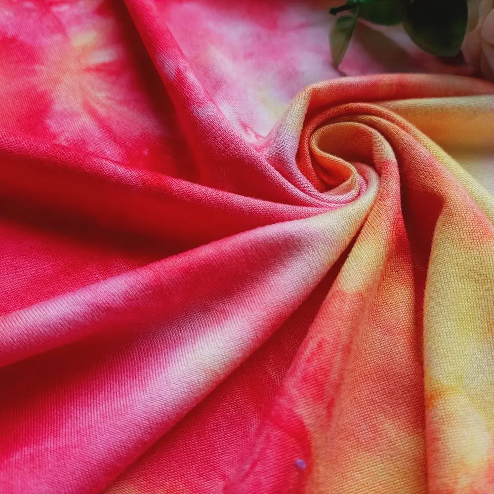 china jersey polyester DTY brushed fabric tie dye for women dress