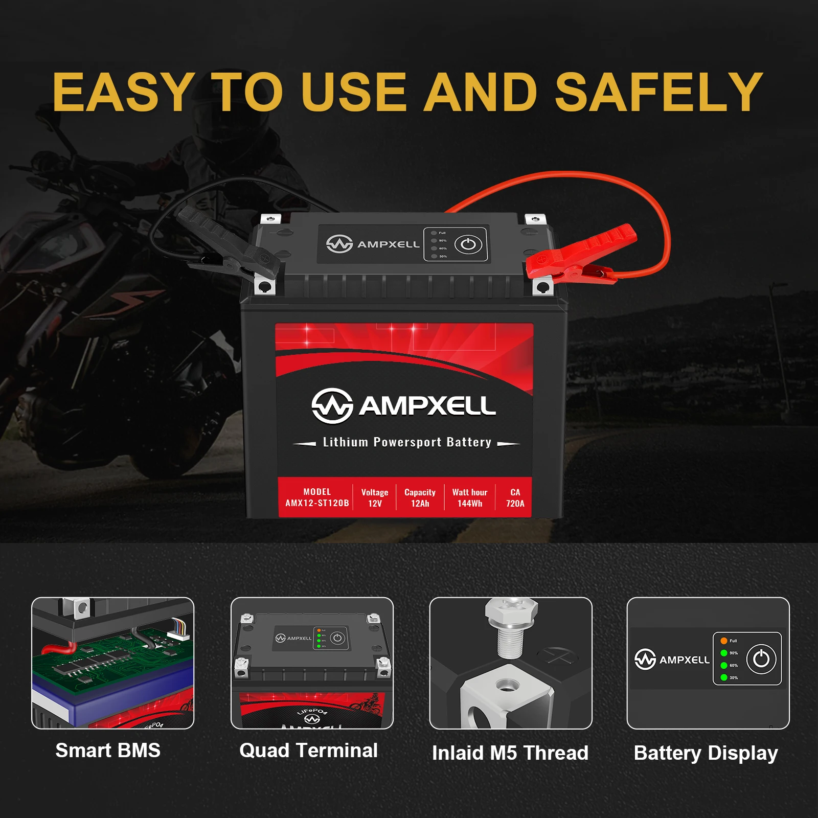 YTX20BS/YTX20L/YTX20H/YTX20HL-BS Manufacturer Sell 12v 12ah  Lifepo4  High Rate Motorsports Starter Battery