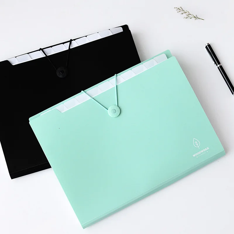 Creative Simple Senger Quality 8 12 buckle Folder Multi-Layer Test Paper Clip PP Material A4 Pattern Letter Paper File Wholesale