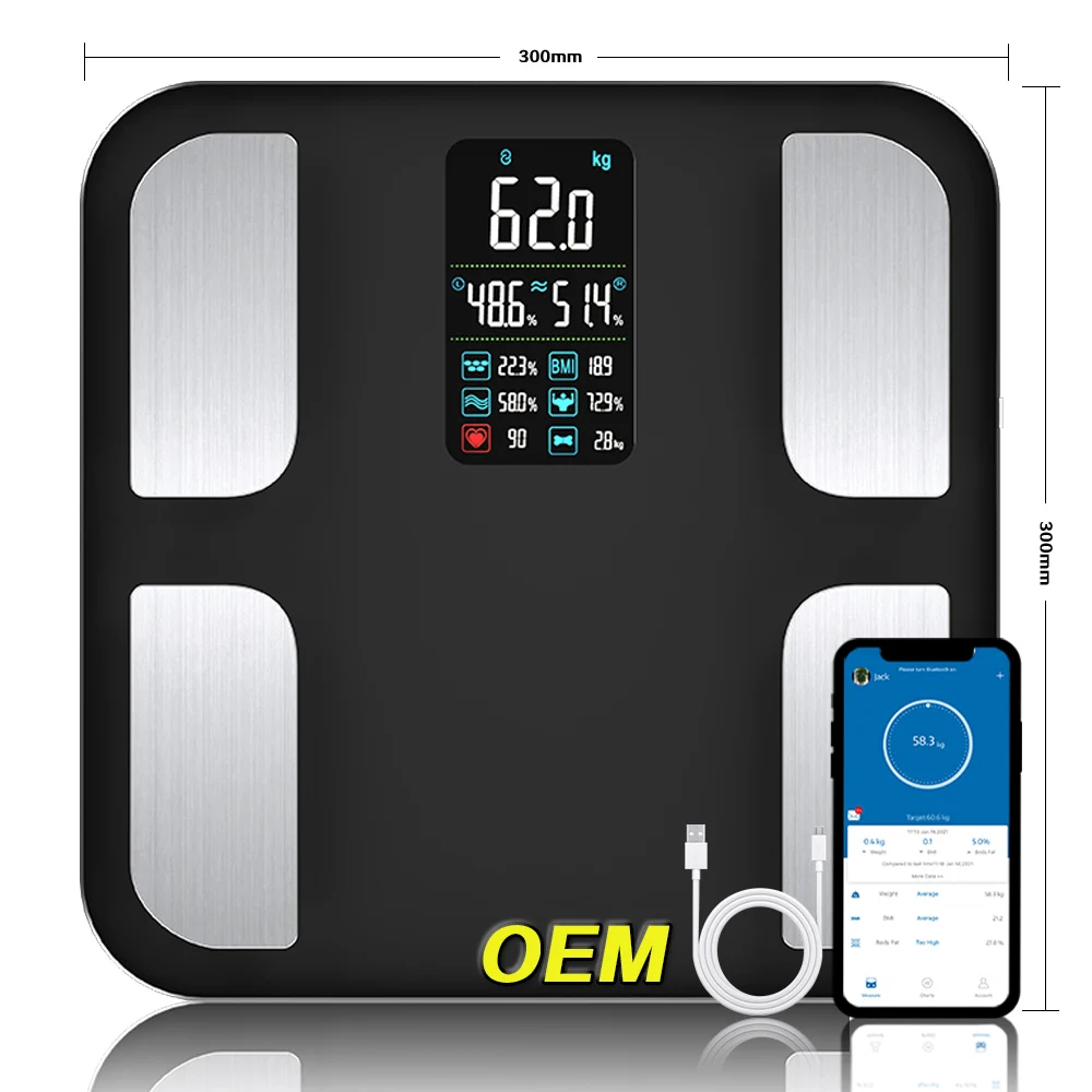 Welland Big VA Screen Smart Body Fat Composition Scale with Tracking Heart Rate and Body Balance