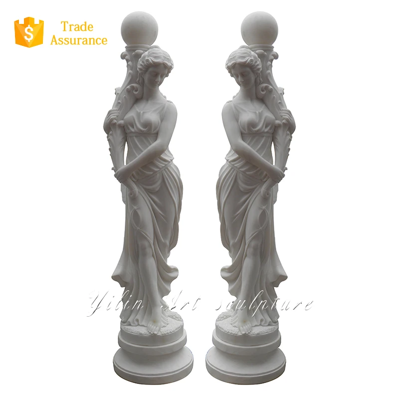 Natural Stone Woman Light Lamp Statue For Sale