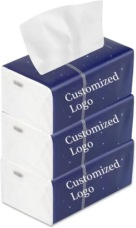 Virgin Wood Pulp Facial Tissue Box Soft 2-3 PLY Absorbent Bamboo and Recycled Pulp for Home Use