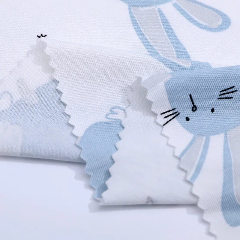 Z125 Bamboo fiber spandex printed single side knitted fabric elastic jersey spring and summer baby clothes fabric