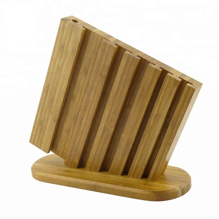 Custom Bamboo Knife Block With Chopping Block Rack Kitchen Storage Holders Knives Organizer Stand Tool Rest For Wholesale