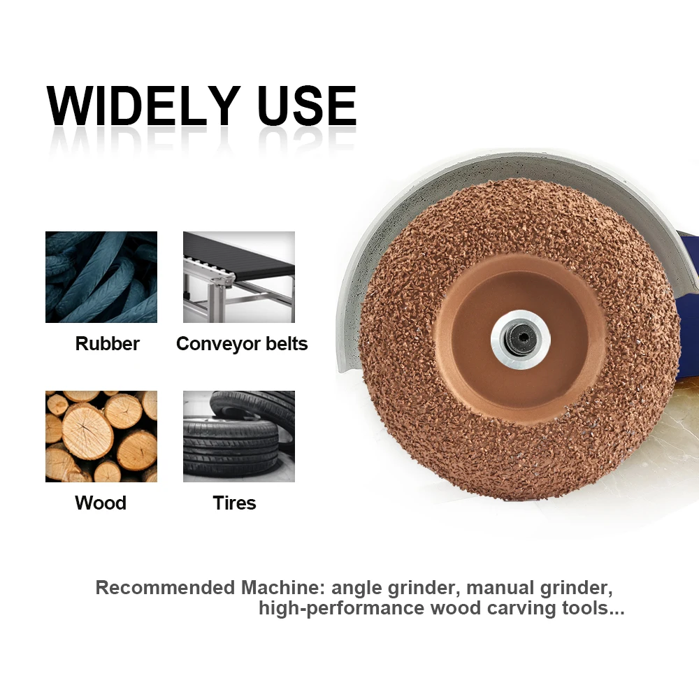 Vacuum Brazed Tungsten Carbide Grinding Wheel Wood Sanding Carving Shaping Disc Fabric Rubber Grinding Disc for Angle Grinder