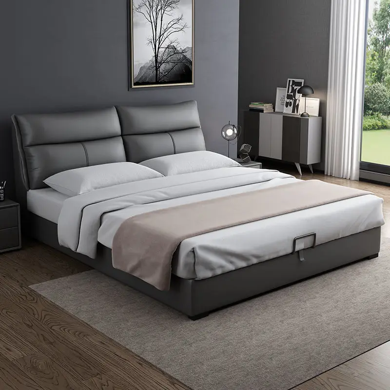 Modern Style Bedroom Furniture Multi-Function Storage King Queen Size Leather Bed CELB009