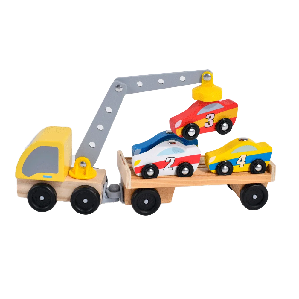 Wooden toy magnet car Stack car Digital cognitive parking classic toy unisex educational toy