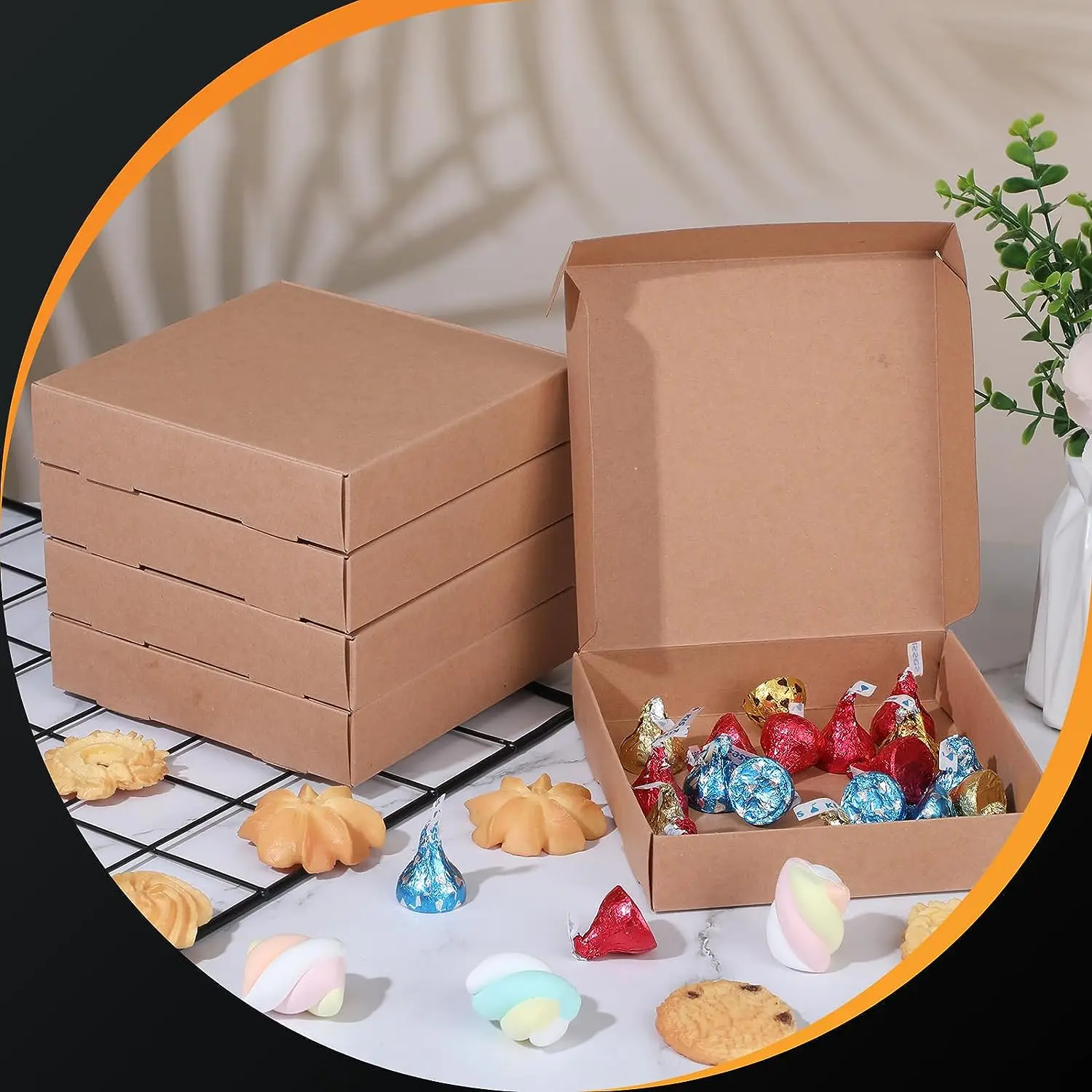 New products Wholesale Free Design Custom  size and logo folding Kraft paper take-out box Fried Pizza Box Snack cake carton