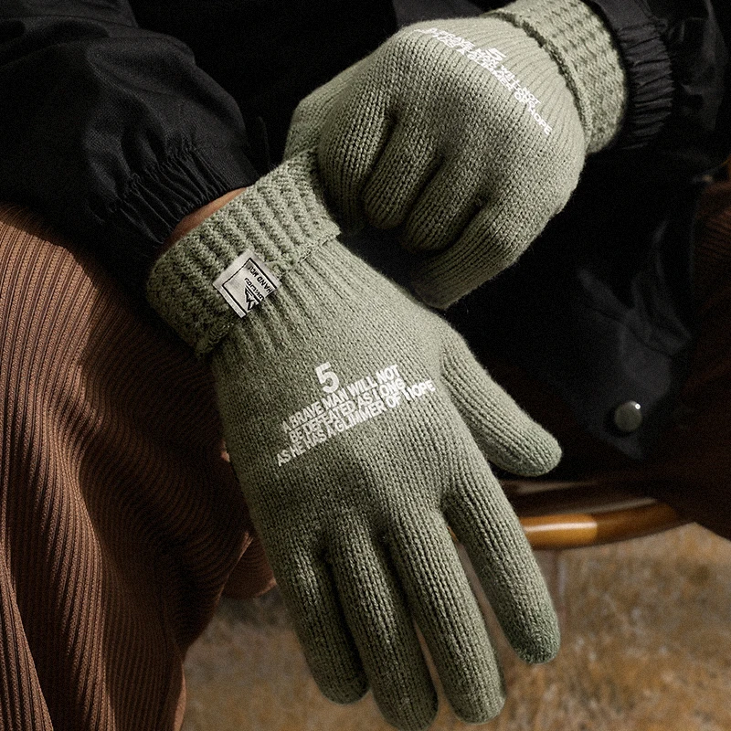 REXCHI DZ143 Custom Logo Winter Knit Gloves Touchscreen Warm Thermal Soft Elastic Cuff Texting Anti-slip Gloves For Women Men