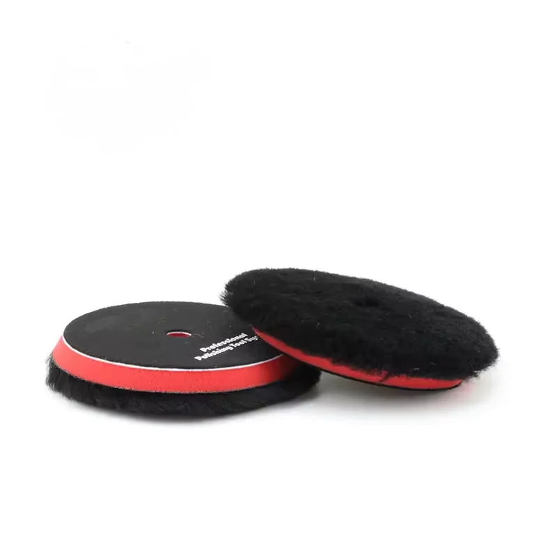 Black hard leather back board double knotted car care wool polishing pad