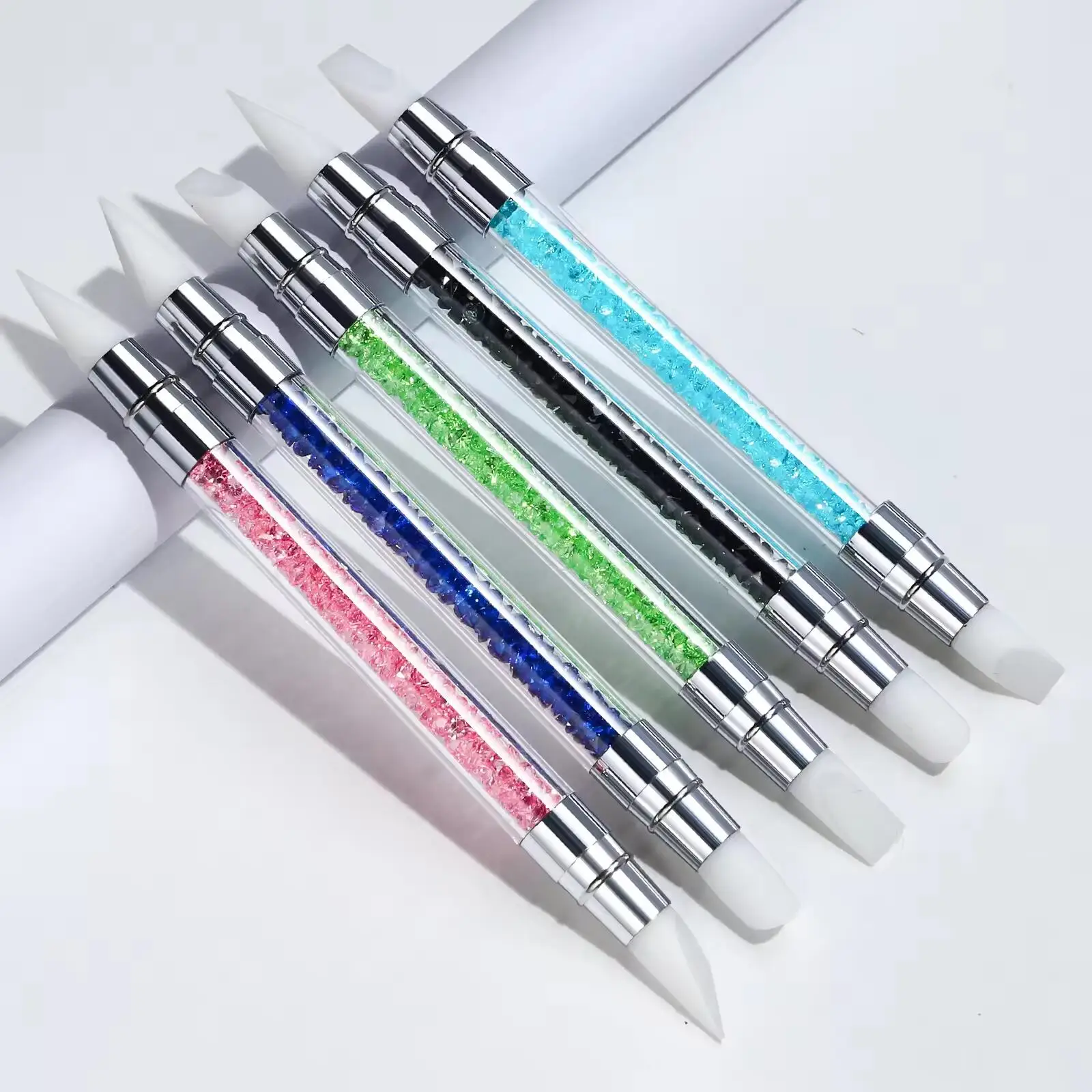 Quickly delivery Dual-ended Nail Art Silicone Sculpture Pen Brush 5/1pcs 3D Powder Liquid Manicure Dotting Brush Tools