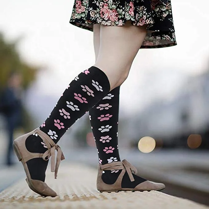Unisex Novelty Jacquard Pattern Compression Socks Stretchy Zipper Leg Support