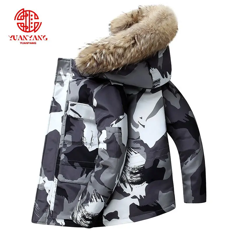Warm Plus Velvet Thicken Windbreaker Parka Coats For Mens Custom Winter Windproof Fur Adults Men Thermal Soft Parka Jacket