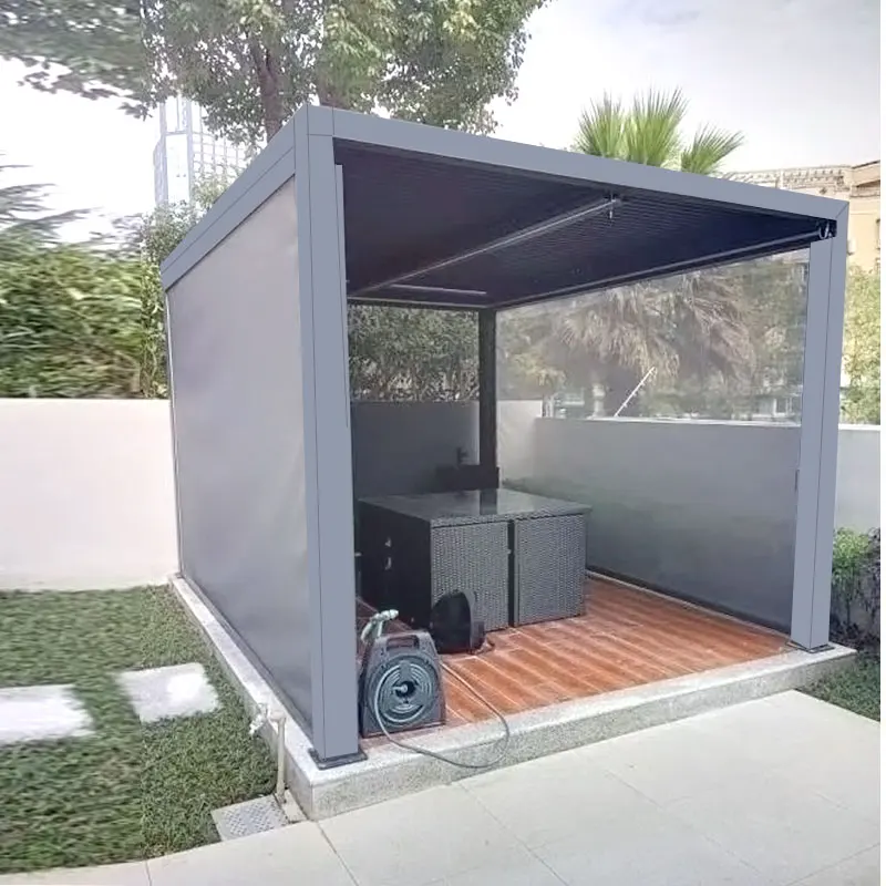 Outdoor Garden Balcony Electric Waterproof Roller Shutter Windproof Industrial Sunscreen Blackout Motorized Patio Roller Blinds